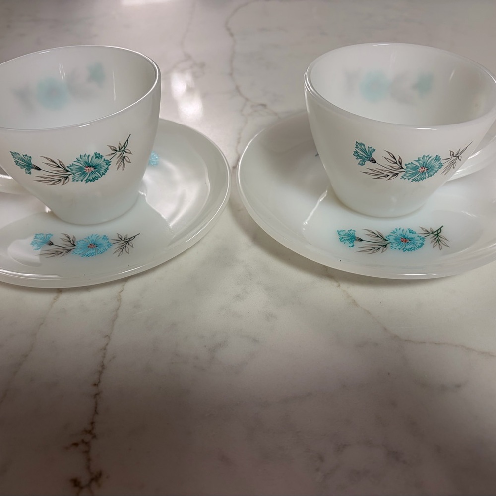Floral White Tea Cup and Saucer Set